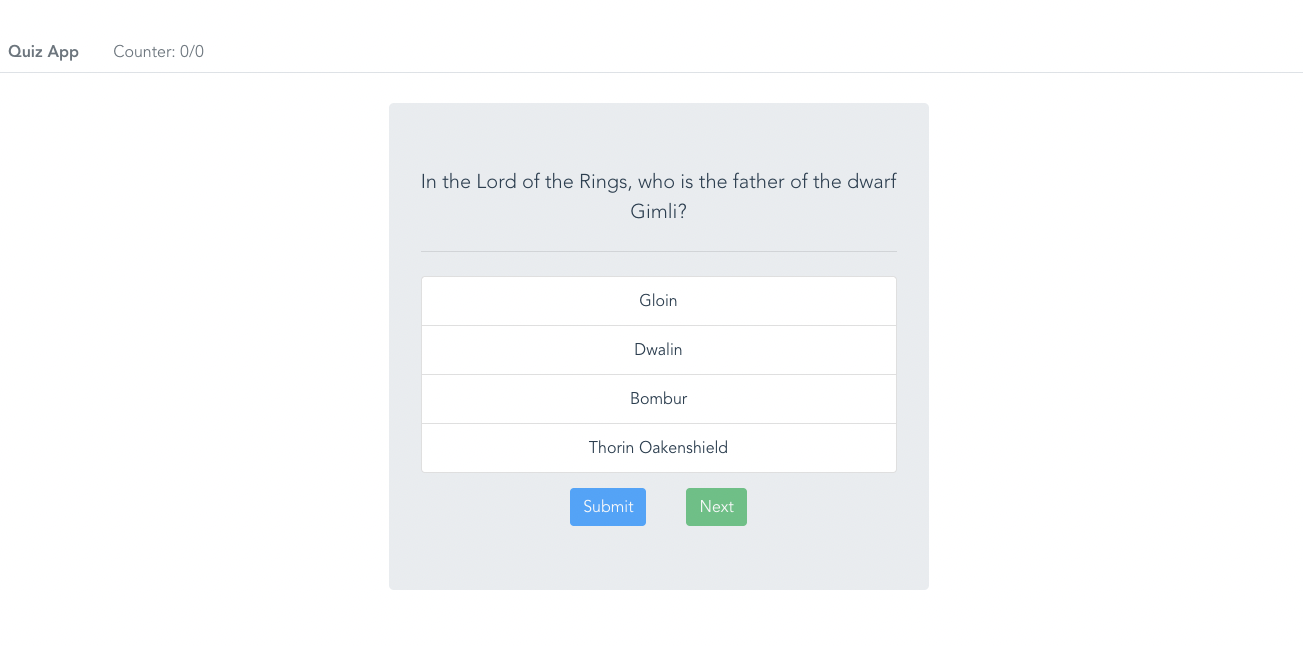 Quiz app screenshot